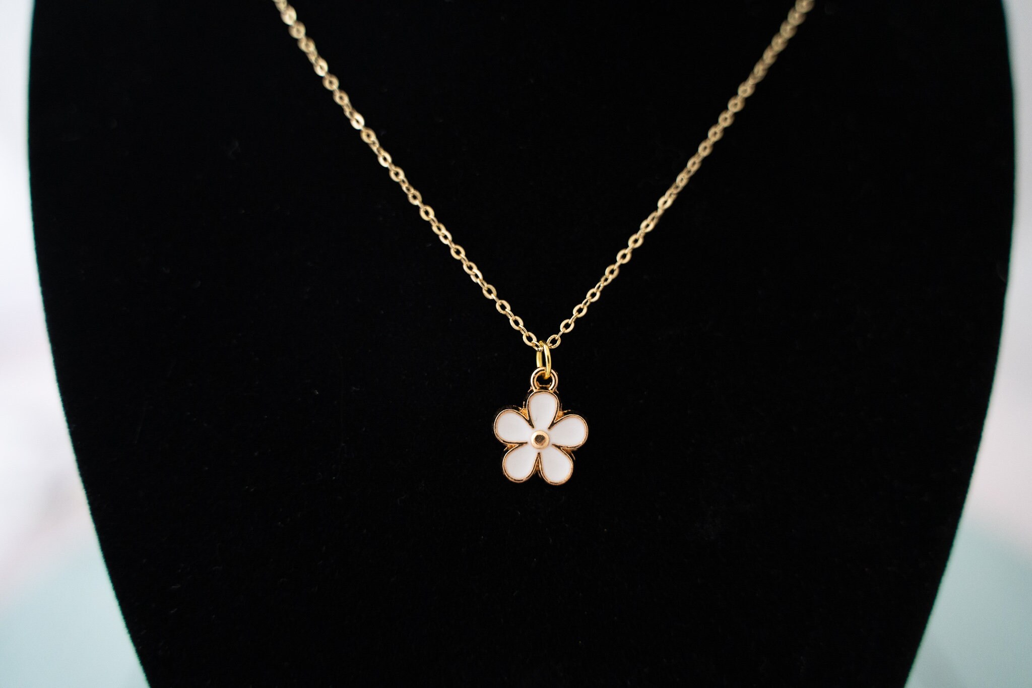 14K Gold Plated Flower Necklace Pendant Gold Plated Necklace Etsy