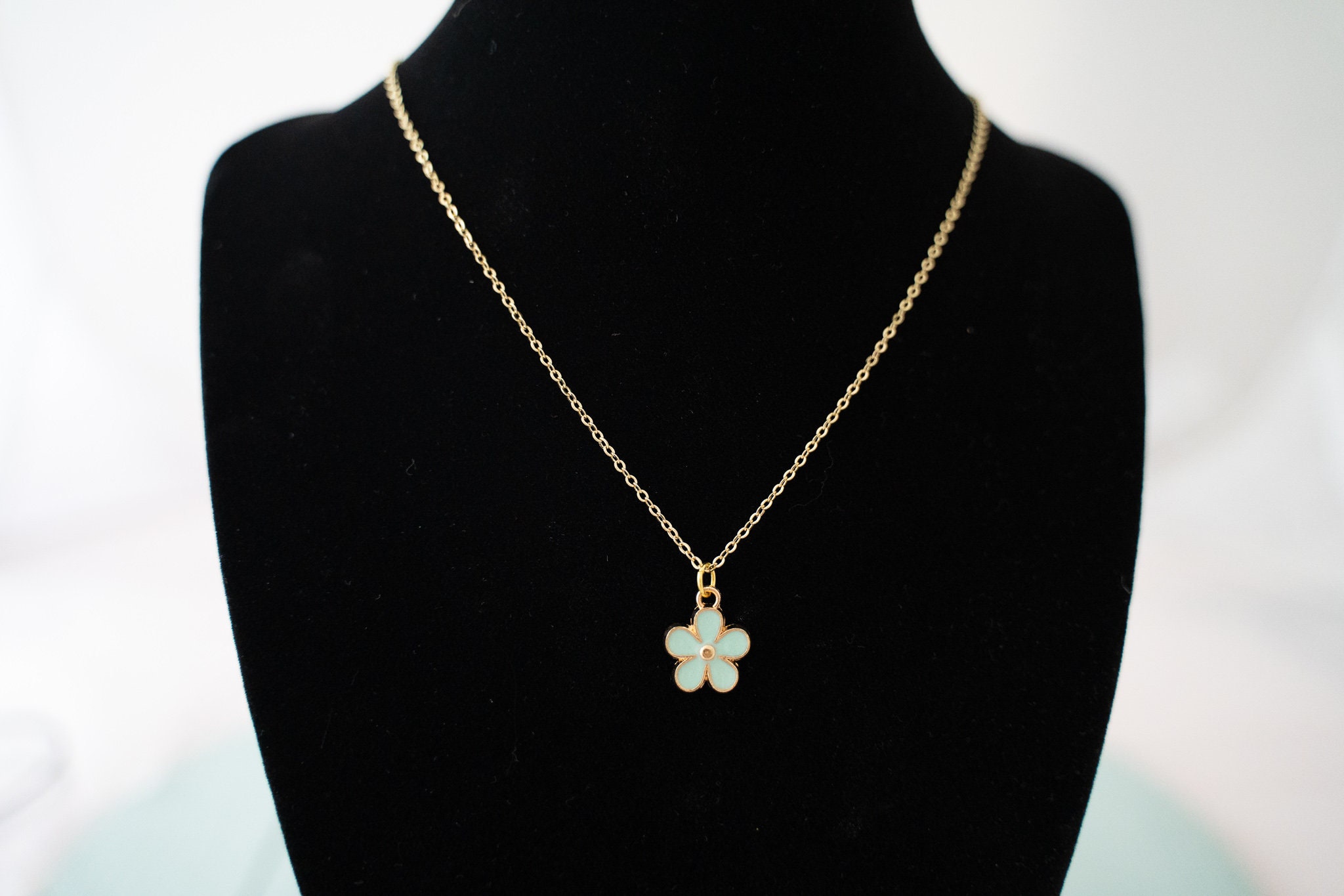14K Gold Plated Flower Necklace Pendant Gold Plated Necklace Etsy