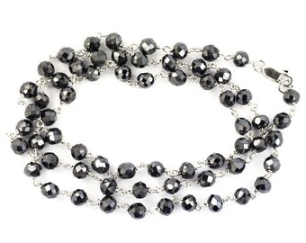 3mm AAA Quality Certified Faceted Black Diamond Beads Necklace - Etsy