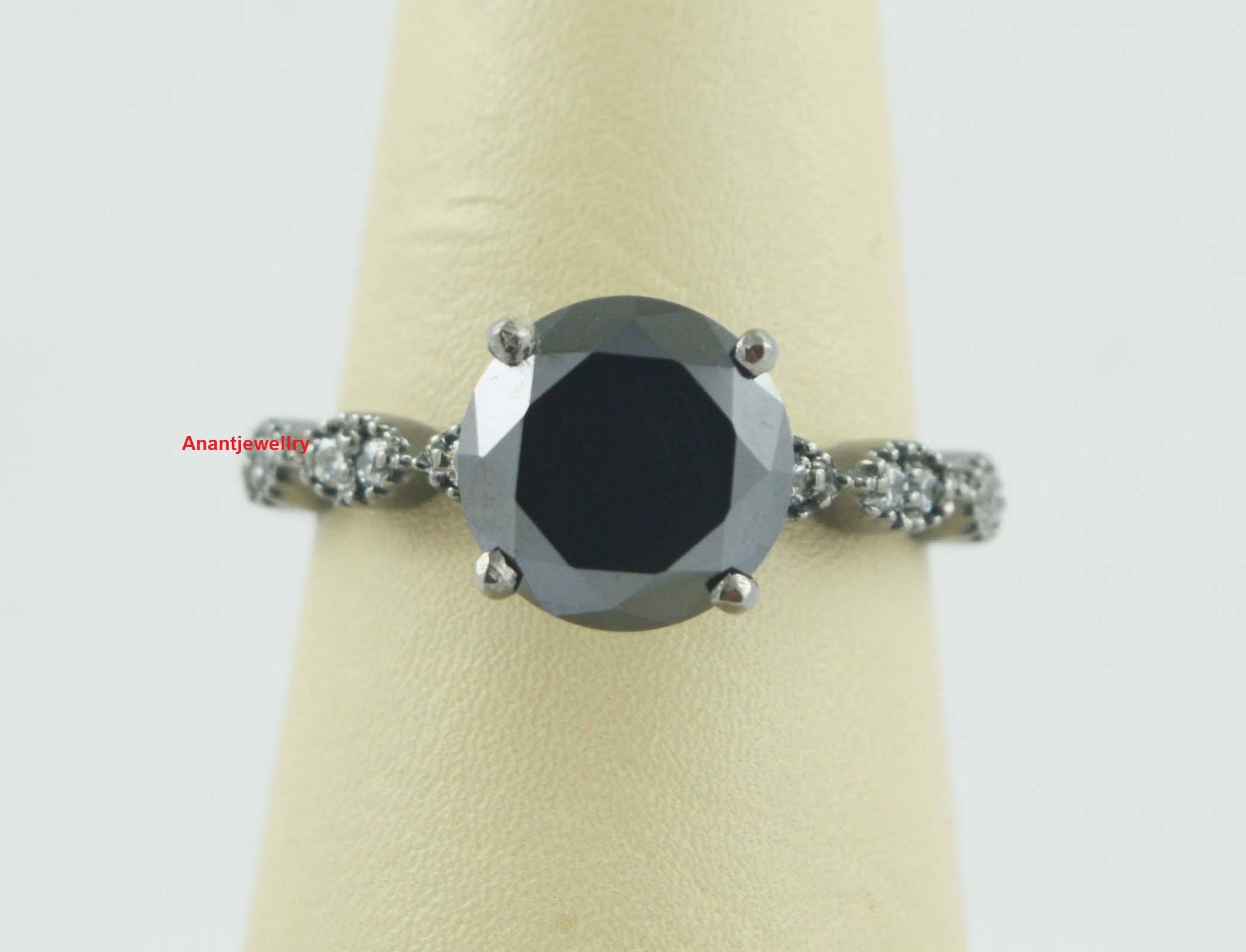 3.50Ct Certified Round Shape Black Diamond Ring In 925 silver Women's Jewelry,Wedding Band,Engagement Ring
