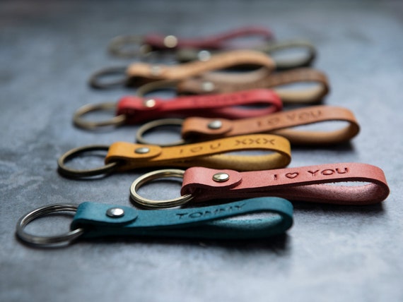 Personalised Leather Keyring Keychain 