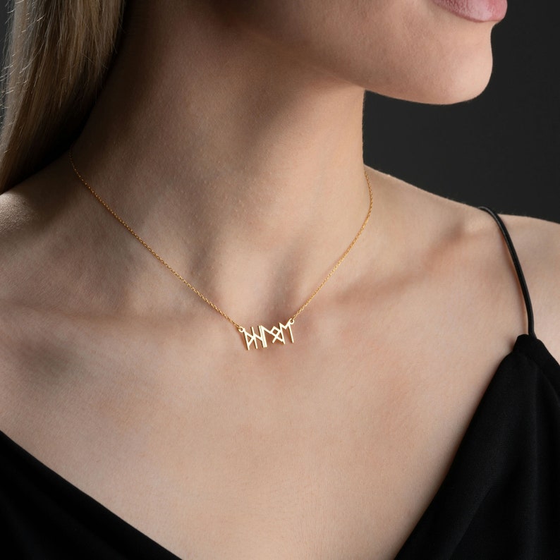 Viking Alphabet Name Necklace Personalised Viking Rune Secret Message Jewelry image 4