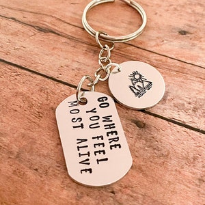 Travel Nature Vacation Quote Hand Stamped Keychain