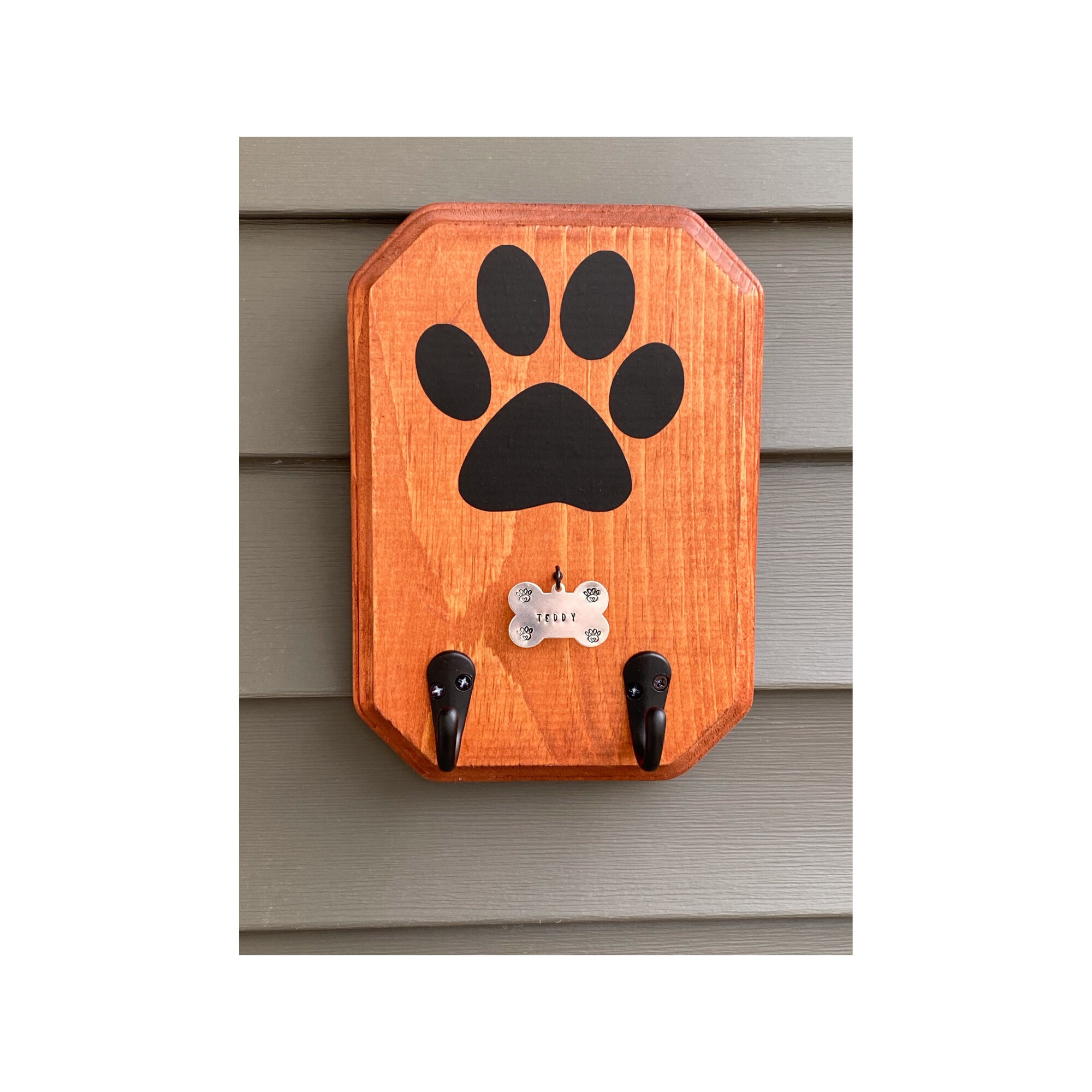 Dog Leash/Accessory Holder with Customized Hand Stamped Dog Etsy