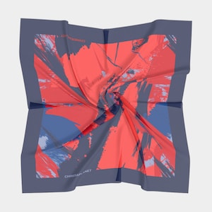 Rood met blauwe abstractie. Vierkante sjaal