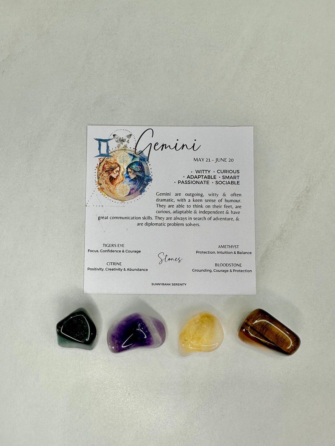 Gemini Crystal Set Zodiac Star Sign Gemstone Set for Geminis ...