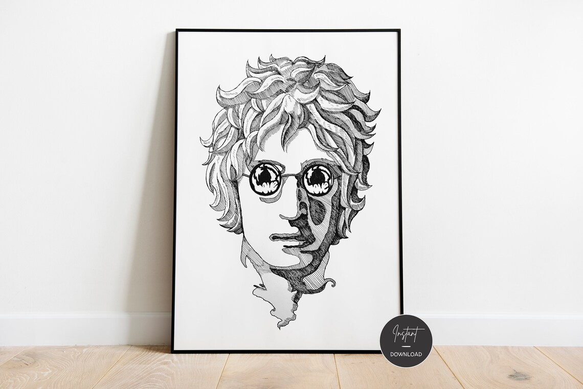 John Lennon Print John Lennon Drawing John Lennon Artwork | Etsy