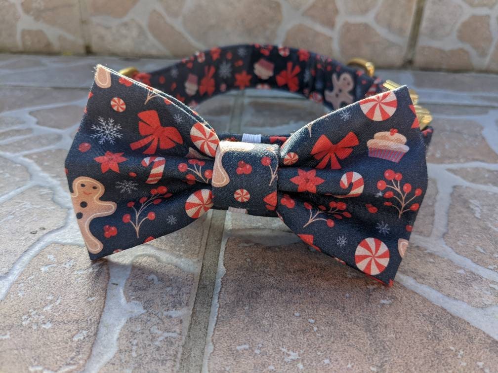 Noeud Papillon de Noël Pour Chien et Son Collier, Costume Réveillon Canin, Biscuit, Pain d'épice, Su