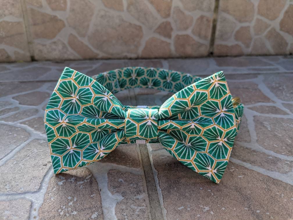 Noeud Papillon Pour Chien Vert ou Collier Chat Anti-Étranglement, Cadeau Animaux de Compagnie, Cousu