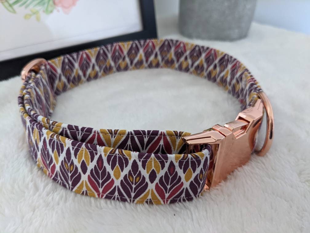 Collier Pour Chien Original Réglable Violet Rose Moutard Graphique Boucle Rapide Gold, Collier Chat 