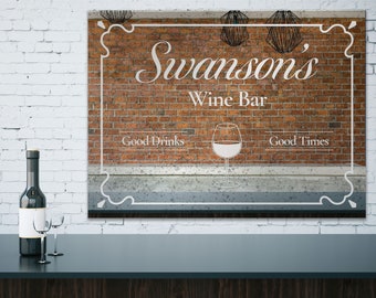 Personalized Bar Mirror -  Wine Bar - Perfect to enhance your bar area, man cave, or she shed