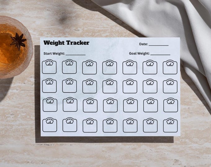 Featured listing image: Weight Tracker Printable, Weight Goal Tracker, Weight Record Template, Weight Loss Planner, A4/A5/Letter/Half, Instant Download PDF