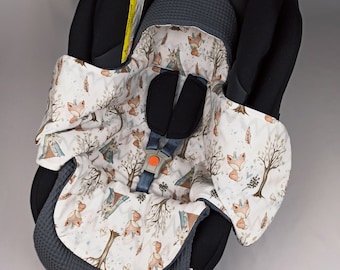 Gefütterte Einschlagdecke Winter Babyschale Maxi Cosi Waldtiere Fuchs Waffelstoff Waffelpique Baby personalisierbar