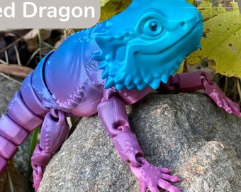 Articulated Bearded Dragon Toy: 3D Printed Desk Pet, Fidget Toy