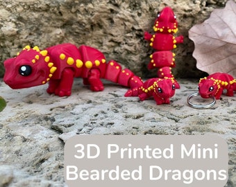 Articulated Mini Bearded Dragon Toy: 3D Printed Desk Pet