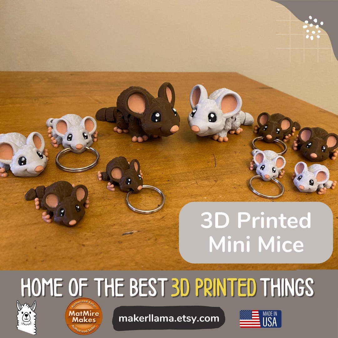 3D Printed Mini Mouse Toy: Posable Desk Pet, Keyring Buddy - Etsy