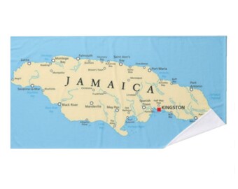 Jamaican Map Beach Towel