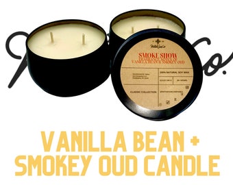 Smokey oud and vanilla scented candle, Handcrafted Soy Candles: Eco-Friendly, Long-Lasting Aromatherapy for Your Home, home decor