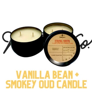 Smokey oud and vanilla scented candle, Handcrafted Soy Candles: Eco-Friendly, Long-Lasting Aromatherapy for Your Home, home decor