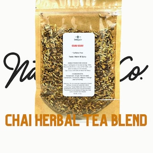 Chai herbal tea blend, Grounding Chai Spice Blend Organic, Caffeine-Free Herbal Tea