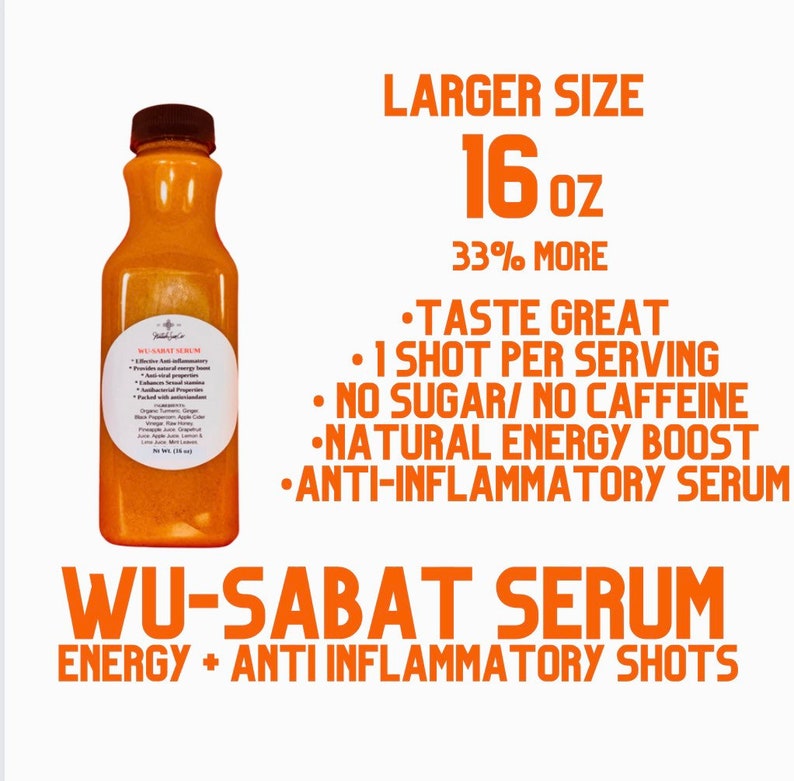 Wusabat Energy turmeric and ginger drink, Turmeric, Ginger, Pineapple, Apple Cider Vinegar & Apples Fusion Natural Skin Glow image 1