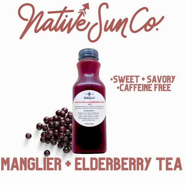 Louisiana Manglier & Elderberry Herbal Tea 16oz, Organic herbal tea,Artisanal Summer Beverage, Exotic Refreshing Blend, Gift