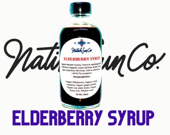 Organic Elderberry Syrup with honey and natural ingredients, 4 oz daily use