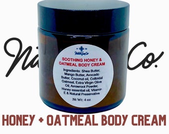 Honey & Oatmeal body butter /  Organic whipped shea body butter / Natural body cream / Natural body lotion / Mango butter