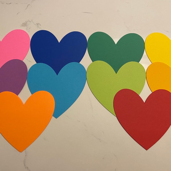 30 Large Heart Diecut, Valentine's Hearts, Heart Paper Cut Outs, Scrapbooking, Heart Cut Out, Heart Gift Tag, Heart Diecut, Rainbow Hearts