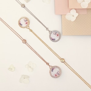 Light Floral Locket Necklace Jewelry – Modern Personalized Engraved Locket, Anniversary, Birthday, Valentines and Mothers Day