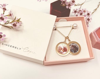 Delicate Bridal Wedding Bouquet Locket | Gold, Rose Gold, Silver | Photo Printing, Engraving Included