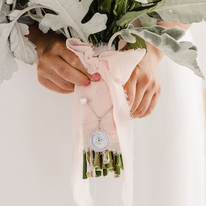 Something Blue Old Bridal Bouquet Locket | Modern Wedding Traditions | Bride Gift | Personalized, Custom Engraving & Photo Printing Included