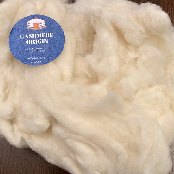 3oz 100% Authentic Mongolian Premium Cashmere Fiber for Roving, Spinning, or Felting + 2 free samples