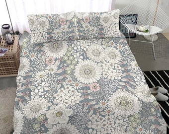 Boho Duvet Cover, Floral Duvet Cover, Duvet Cover Full, Duvet Cover Queen Boho, Duvet Cover King, Duvet Cover Twin, Cottagecore Bedding