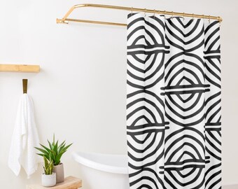 Mudcloth Shower Curtain, Extra Long Shower Curtain, White Shower Curtain, Minimal Shower Curtain, Shower Curtain Boho, Boho Shower Curtain