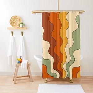 Long Shower Curtain, Retro Shower Curtain, Boho Shower curtain, Shower Curtain Boho, Vintage Shower Curtain