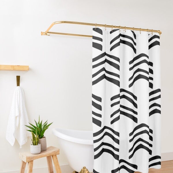 Black and White Shower Curtain Etsy