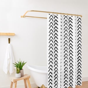 Mudcloth Shower Curtain, Extra Long Shower Curtain, White Shower Curtain, Minimal Shower Curtain, Shower Curtain Boho, Boho Shower Curtain