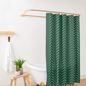 Green Shower Curtain, Extra Long Shower Curtain, Up to 90 inches Long, Shower Curtain Boho, Boho Shower Curtain, Minimalist Shower Curtain