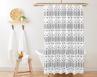 Mudcloth Shower Curtain, Extra Long Shower Curtain, Up to 90 inches, Shower Curtain Boho, Boho Shower Curtain, Minimalist Shower Curtain