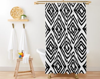 Mudcloth Shower Curtain, Mudcloth, Black and White Shower Curtain, Minimal Shower Curtain, African Print Shower Curtain, Boho Shower Curtain