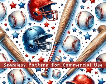 Baseball 4. Juli Musterdesign Dateien für kommerzielle Nutzung Digitales Papier Rot, Weiß und Blau Nahtlose PNG
