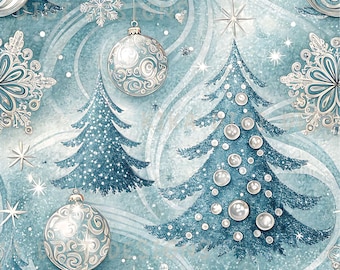 Winter Christmas Seamless Pattern Repeat Fabric Pattern Digital Paper Sublimation Design for Scrapbooking Digital Download PNG Snowflakes