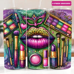 Apenas uma garota que ama maquiagem Tumbler Wrap, Mardi Gras Make Up Artist Tumbler Wrap, Batom Png, Design de sublimação de maquiagem Download digital