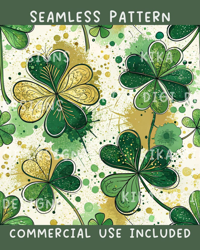 St Patrick Seamless Pattern Shamrock Fabric Pattern PNG Wallpaper ...