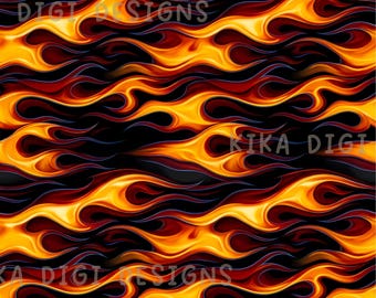 Flame Fire Print Seamless Pattern Repeat Racing Flame Fabric Pattern Digital Paper Sublimation Design for Scrapbooking Digital Download PNG