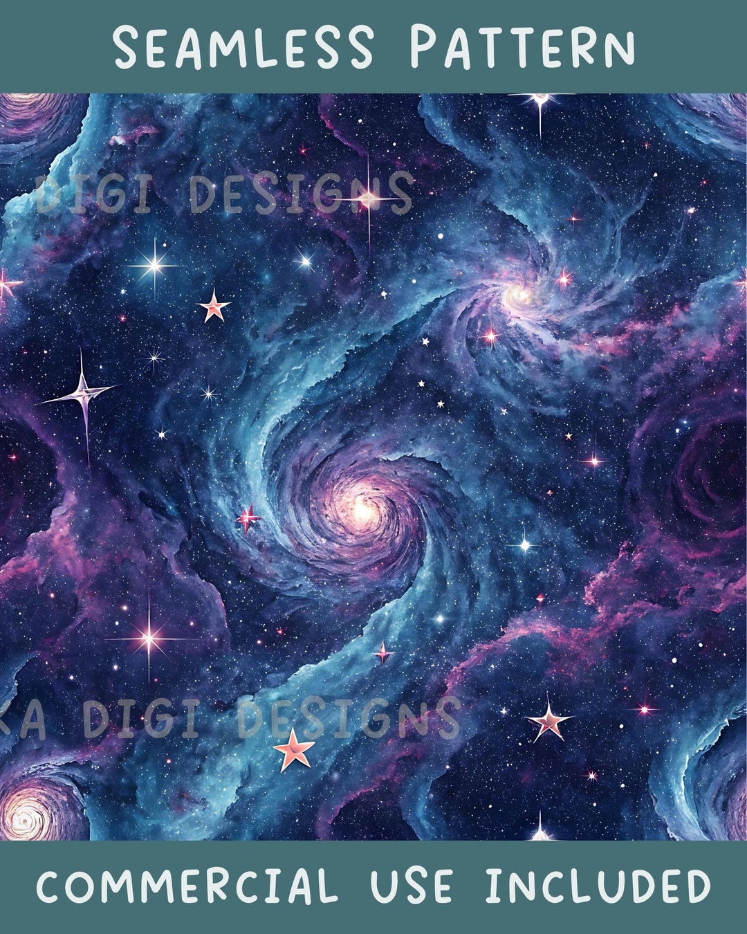 Purple Galaxy Seamless Pattern Repeat Fabric Pattern Digital Paper ...