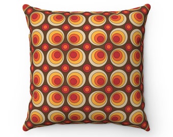 Retro Throw Pillow, Retro Pillows, 70s Decor, Orange Throw Pillow, 14x14 Pillow Cover, Unique Throw Pillow, Retro Pillow, Retro Pillow Case