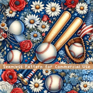 Baseball 4 juillet transparente motif patriotique fichier de motif répétitif à usage commercial papier numérique rouge blanc et bleu PNG transparente