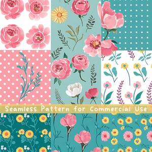 Boho Floral Patchwork seamless pattern Unlimited Commercial Use digital print file download Sublimation POD Boho Flower seamless Pattern